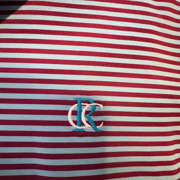 Peter Millar golf Men's Striped Polo Shirt - Blue and maroon - Picture 3 of 3